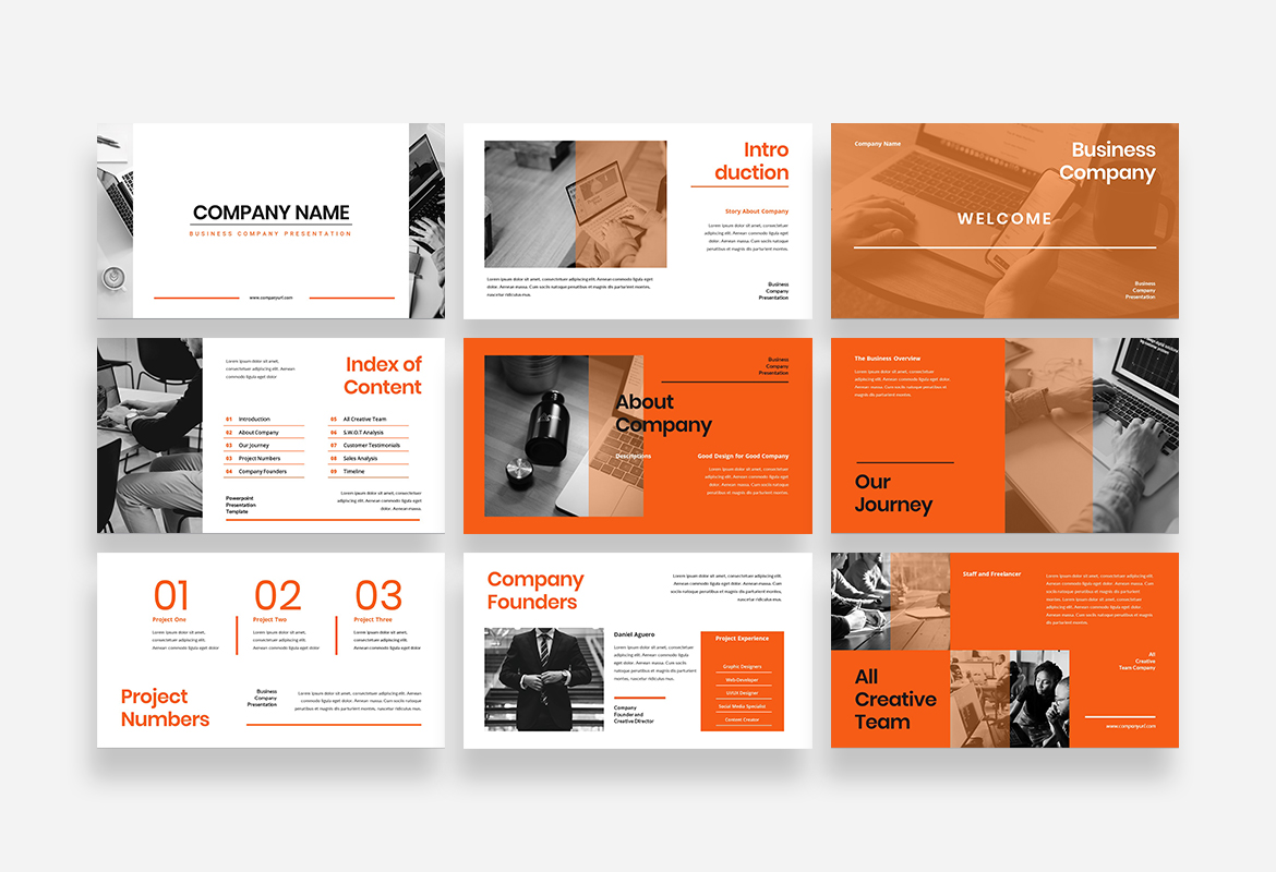 Orange Company Presentation Powerpoint Template, Presentation Templates